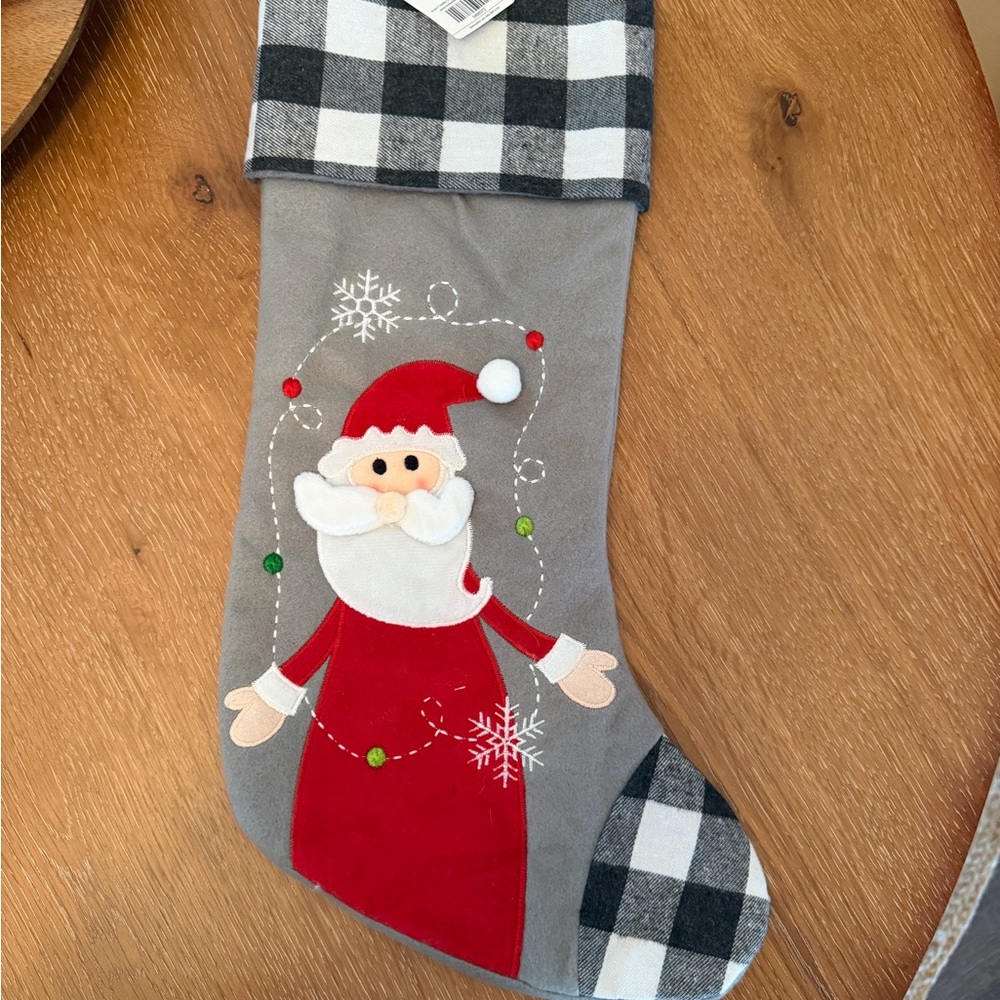 Hobby Lobby Plaid Stocking with Black and White Check
